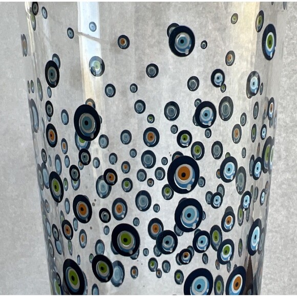 Rakle Evil Eye Drinking Glasses Set/3 Gold Rim Blue Green Orange Design - Picture 4 of 7